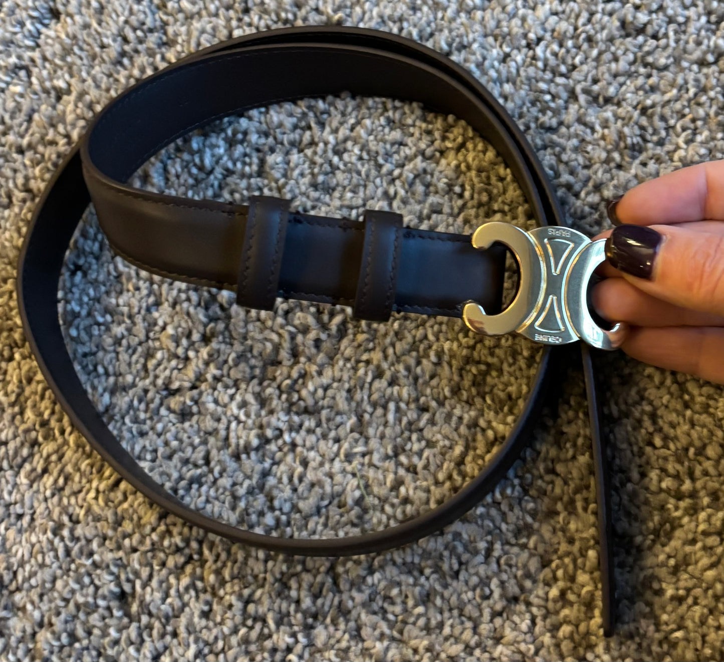 Celine Dark Brown Leather Belt Fits 28-30" Best