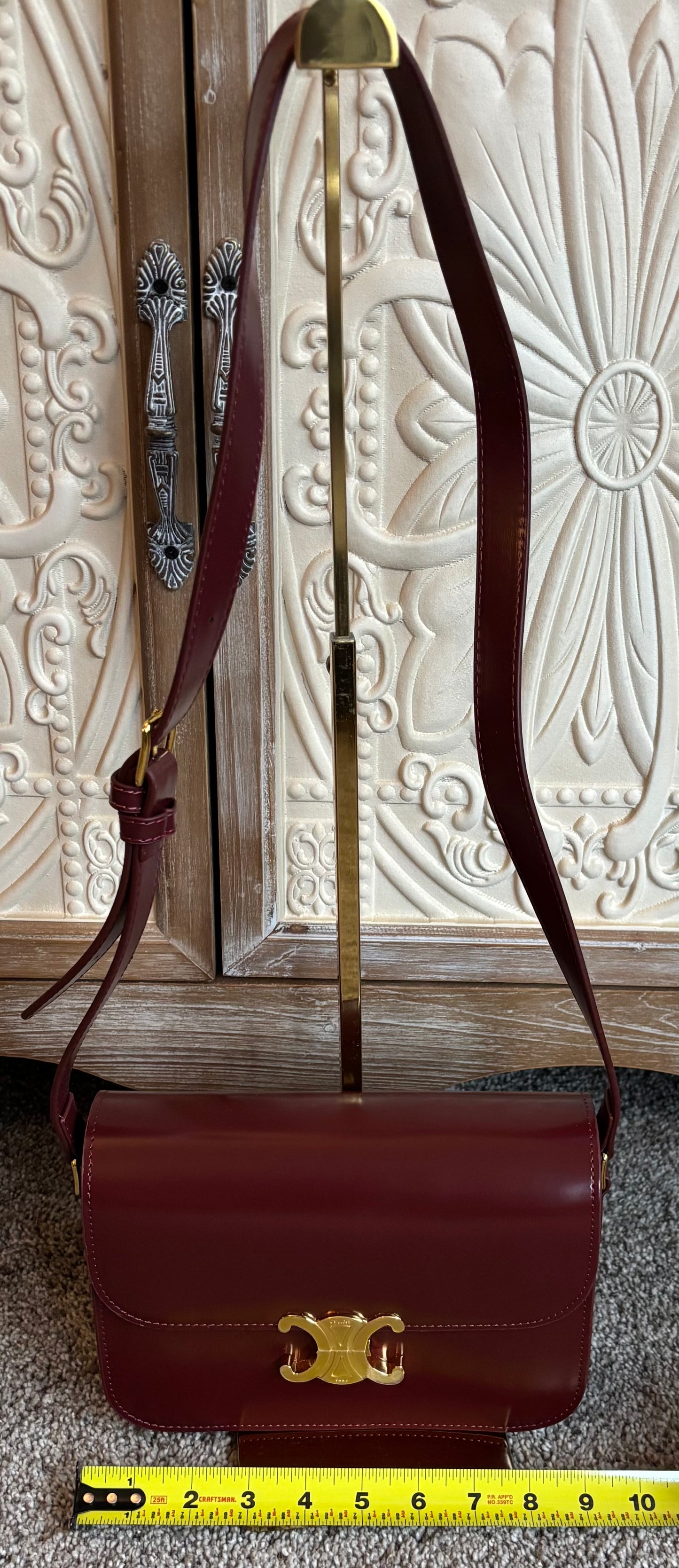 Celine Maroon Crossbody Leather