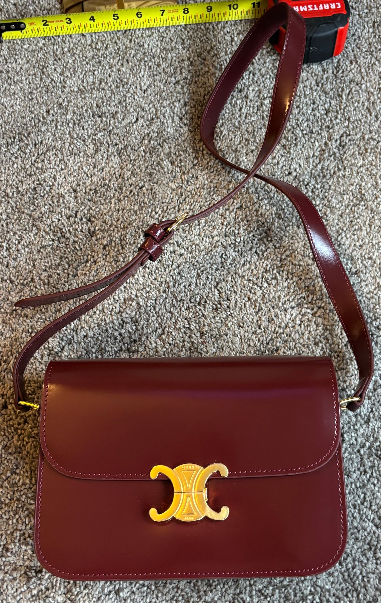 Celine Maroon Crossbody Leather