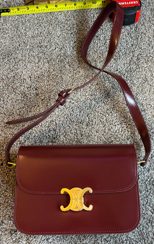 Celine Maroon Crossbody Leather