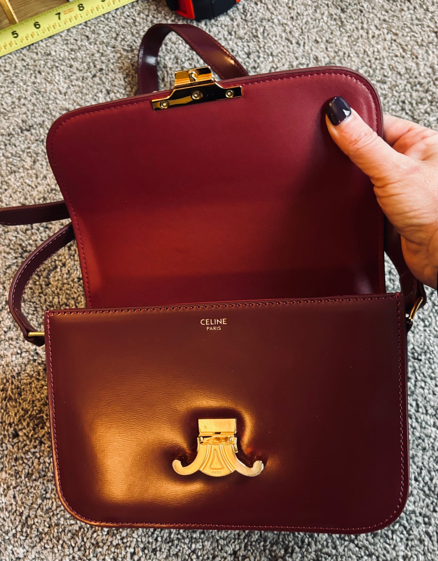 Celine Maroon Crossbody Leather