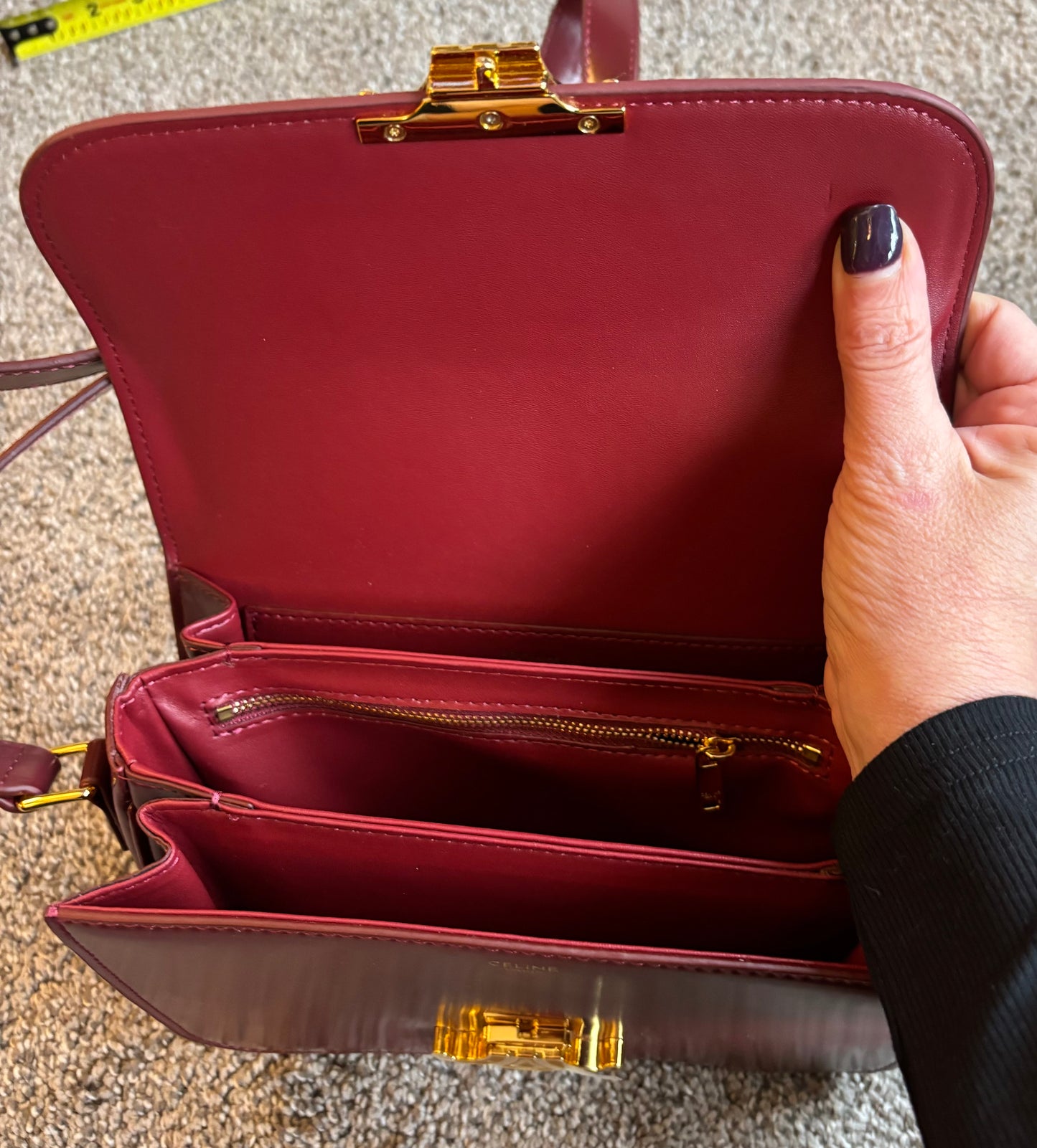 Celine Maroon Crossbody Leather