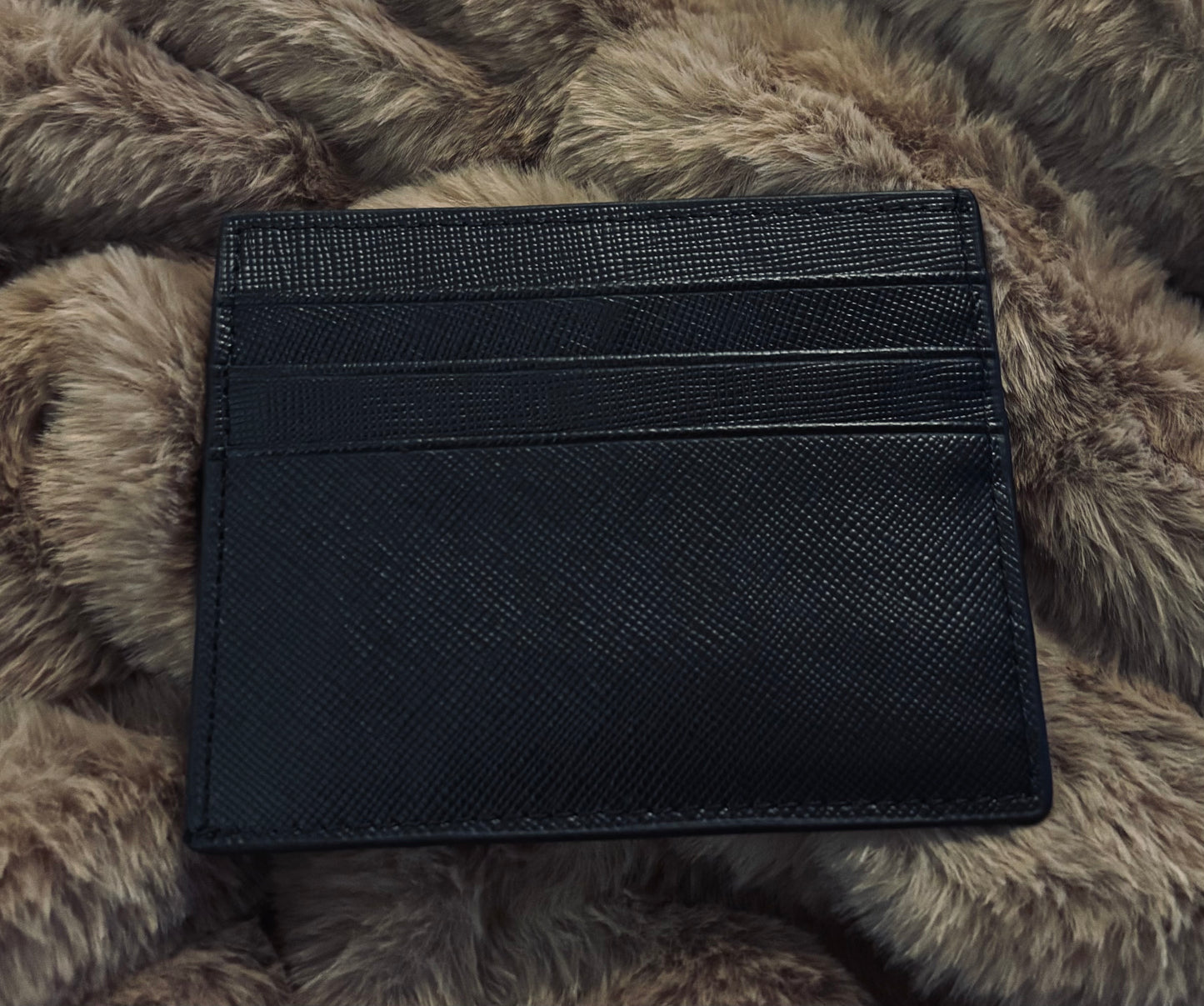 Prada Black Leather Cardholder Silver Hardware
