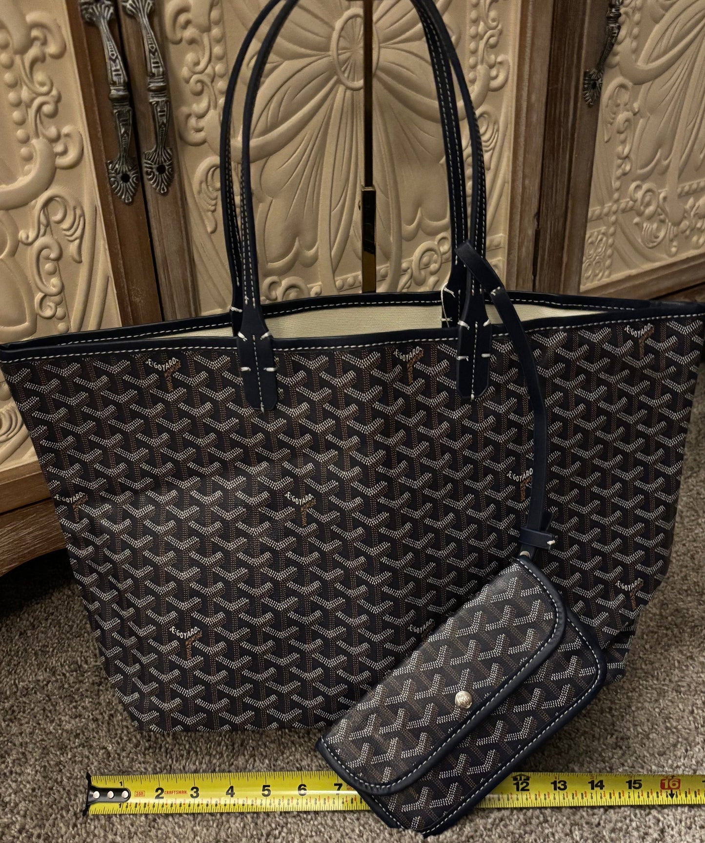 Goyard Navy Blue Tote with Snap Pouch