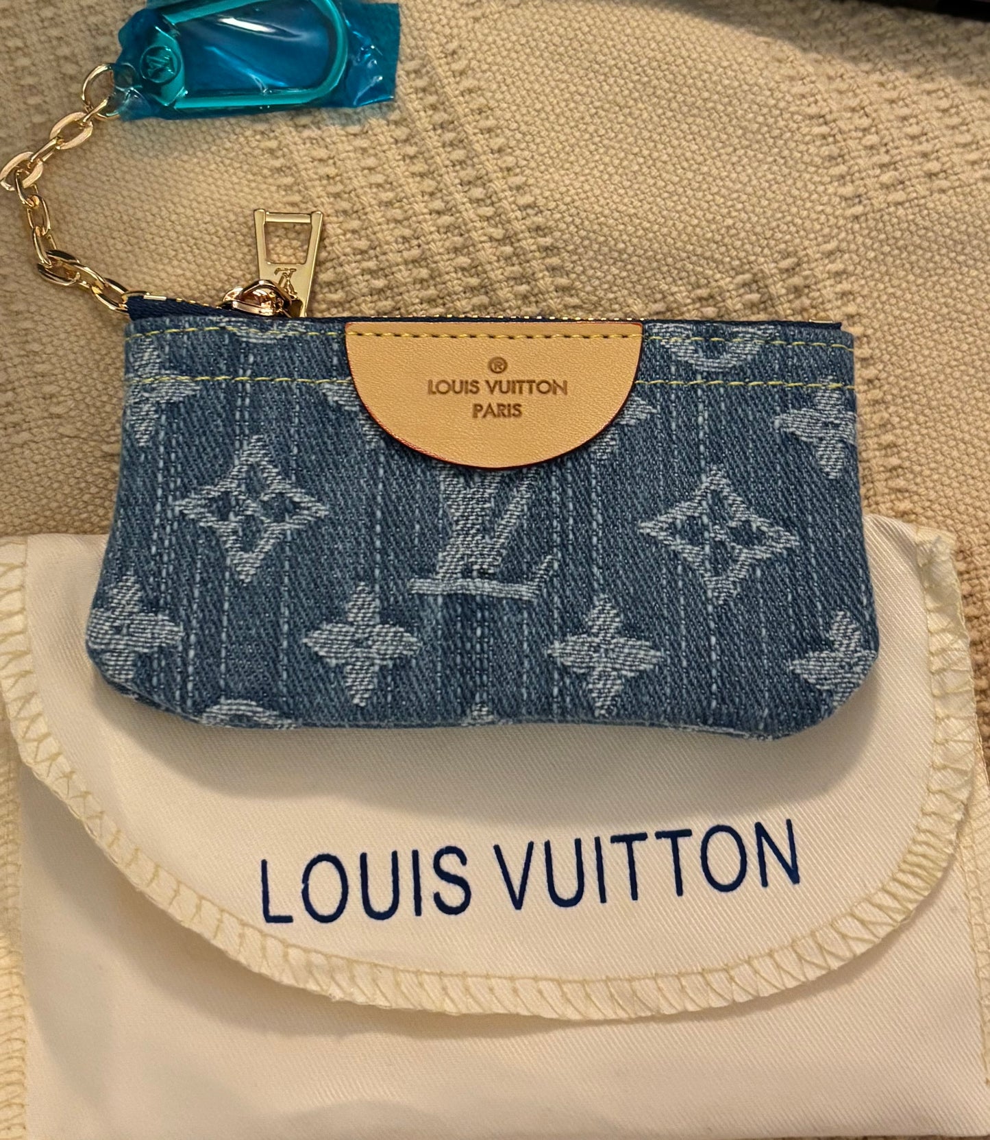LV Denim Zippered Key Pouch