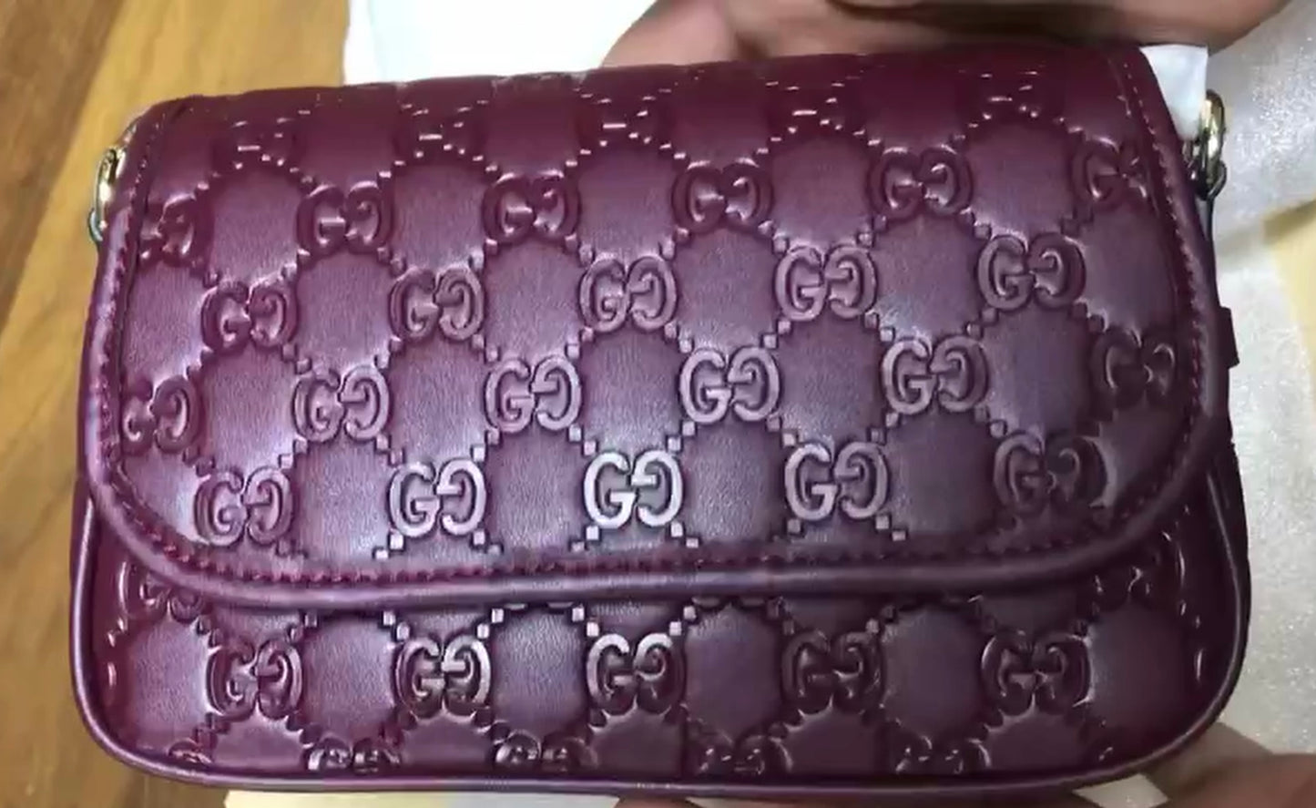Gucci Burgundy Magnetic Flap Crossbody 2305