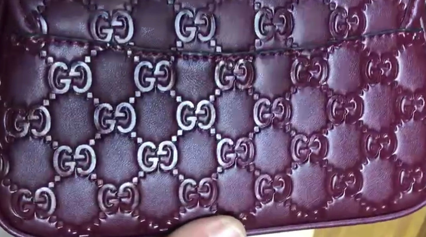 Gucci Burgundy Magnetic Flap Crossbody 2305
