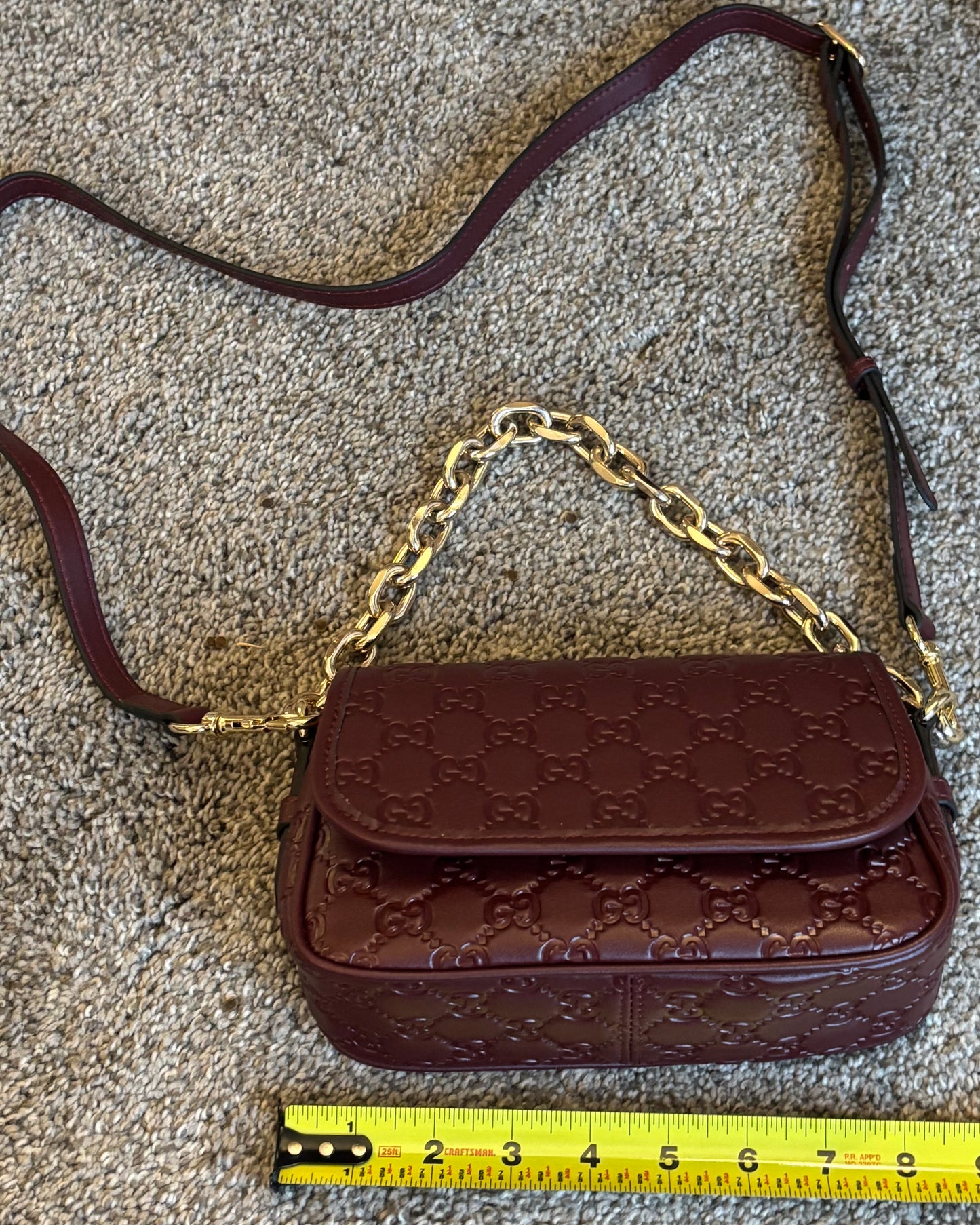 Gucci Burgundy Magnetic Flap Crossbody 2305