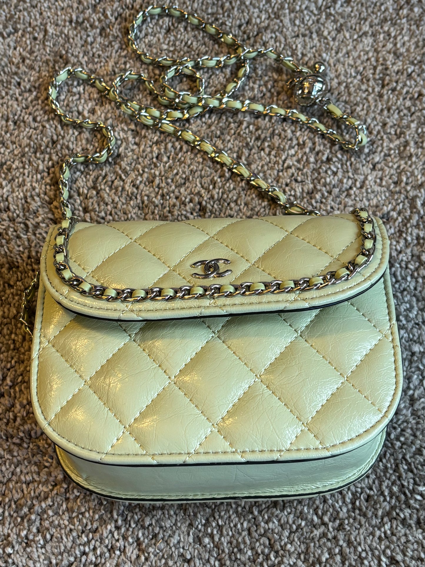 Chanel Sage Green with Silver hardware crossbody