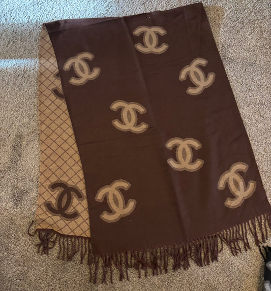 Chanel Brown Scarf 72" Long