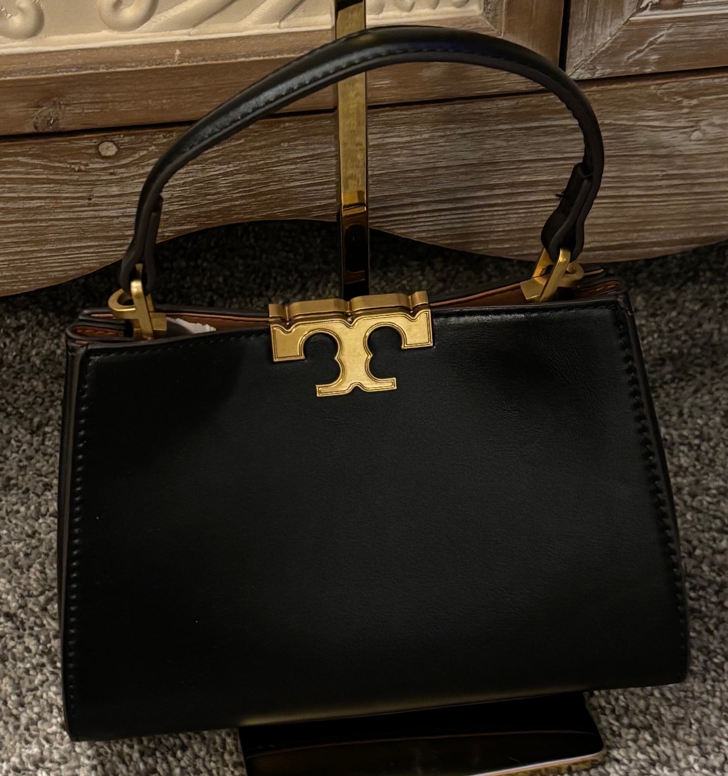 Tory Burch Black Handle Bag/Crossbody Gold Hardware 2315