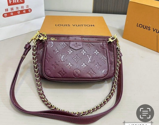 LV Maroon 2pc Set Gold hardware Crossbody 2317