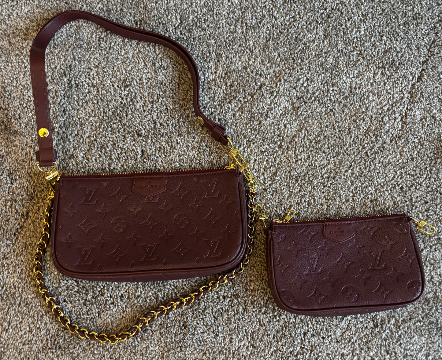 LV Maroon 2pc Set Gold hardware Crossbody 2317