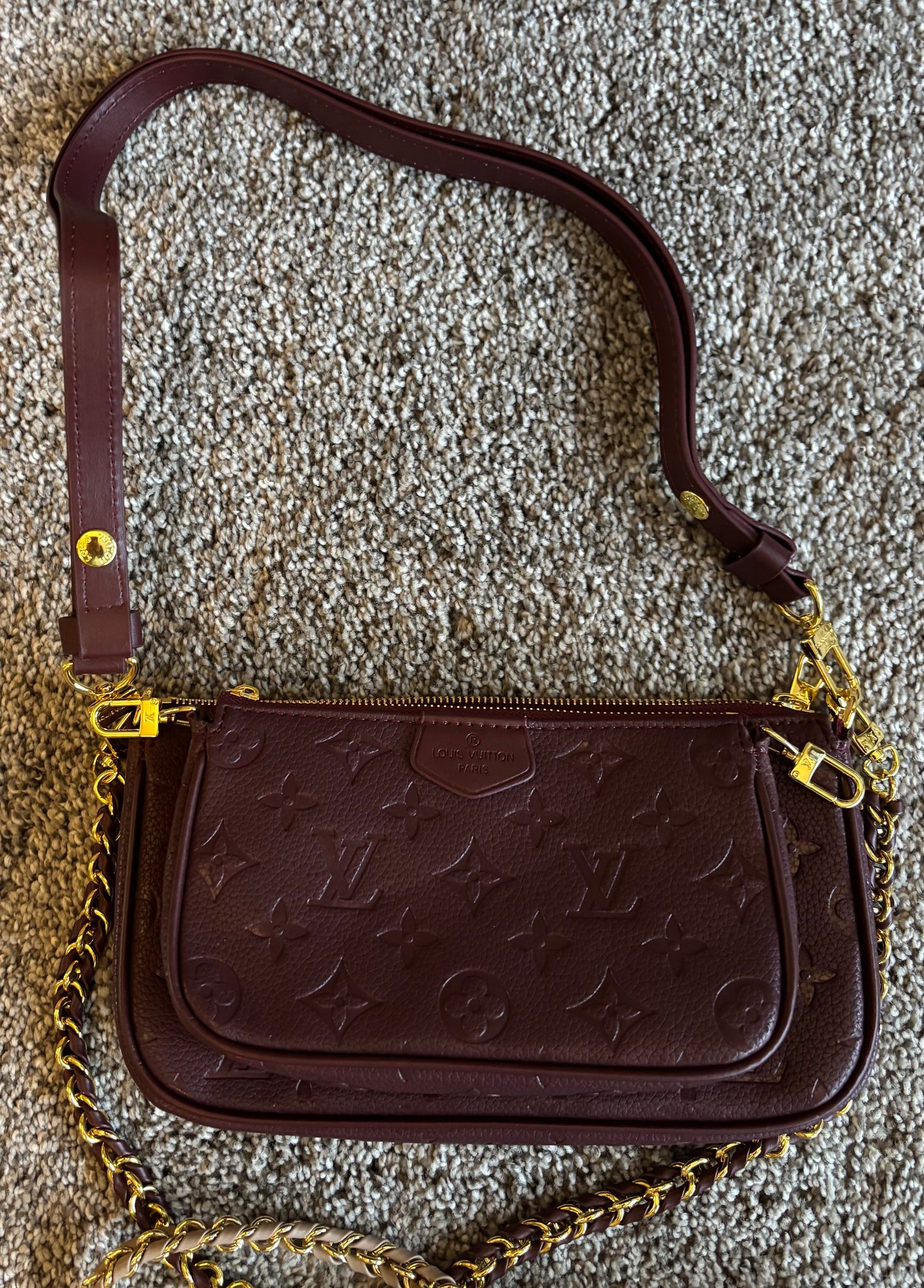 LV Maroon 2pc Set Gold hardware Crossbody 2317