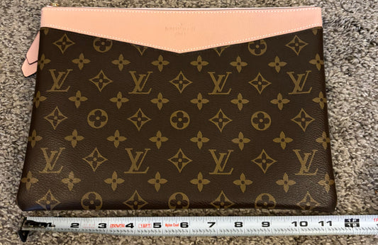 LV Large Mono Clutch Pink Trim 2328
