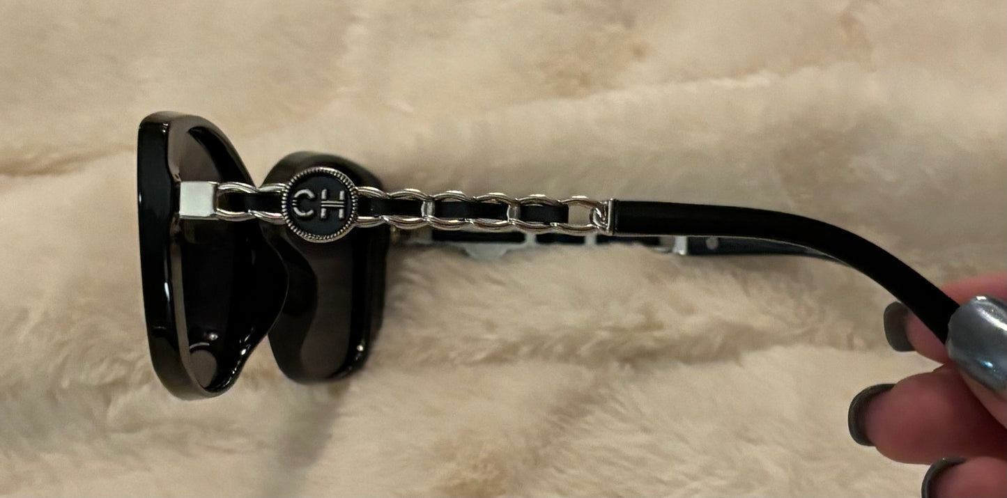 Chanel Black Sunglasses Silver Trim