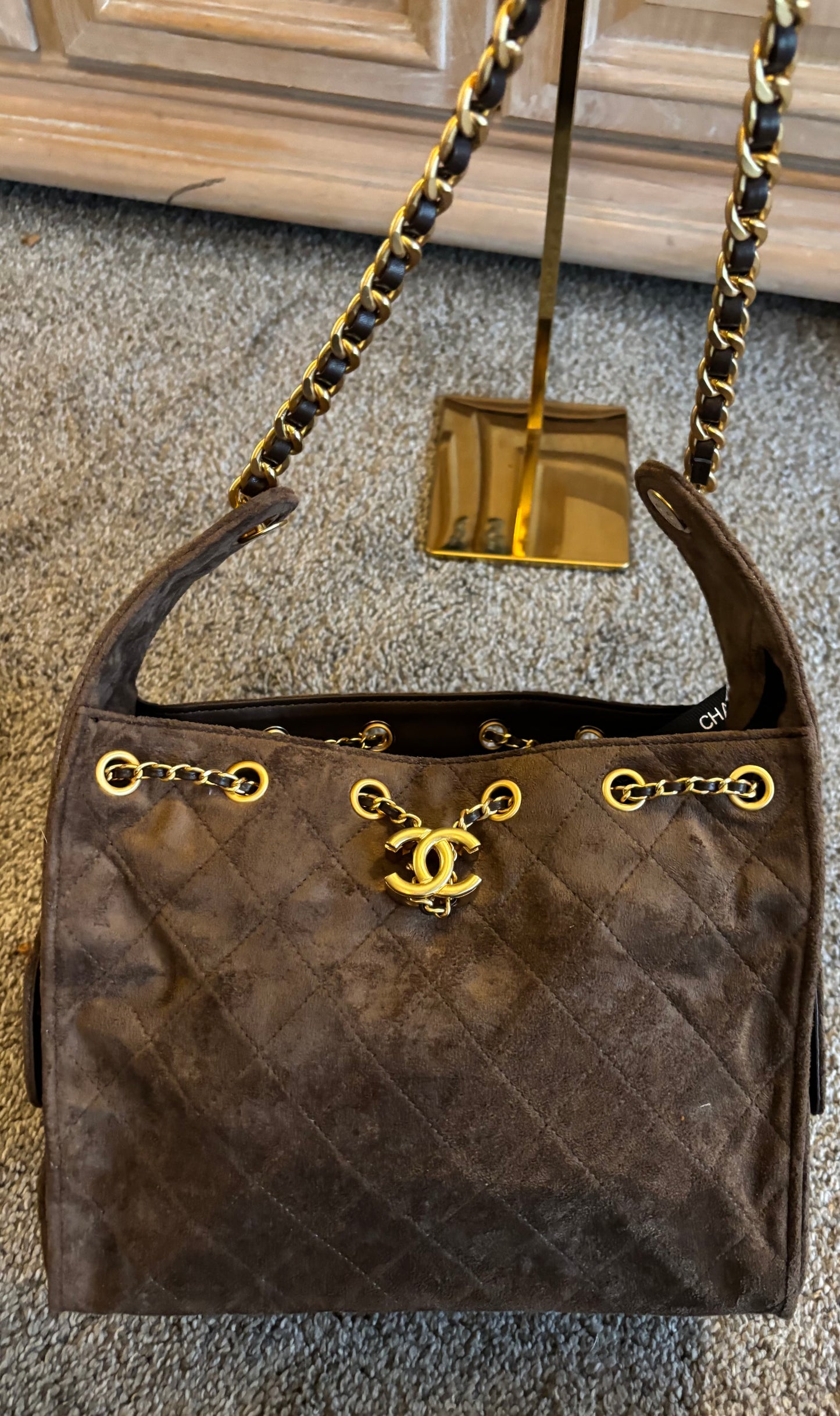 Chanel Brown Suede Shoulder Bag 2334