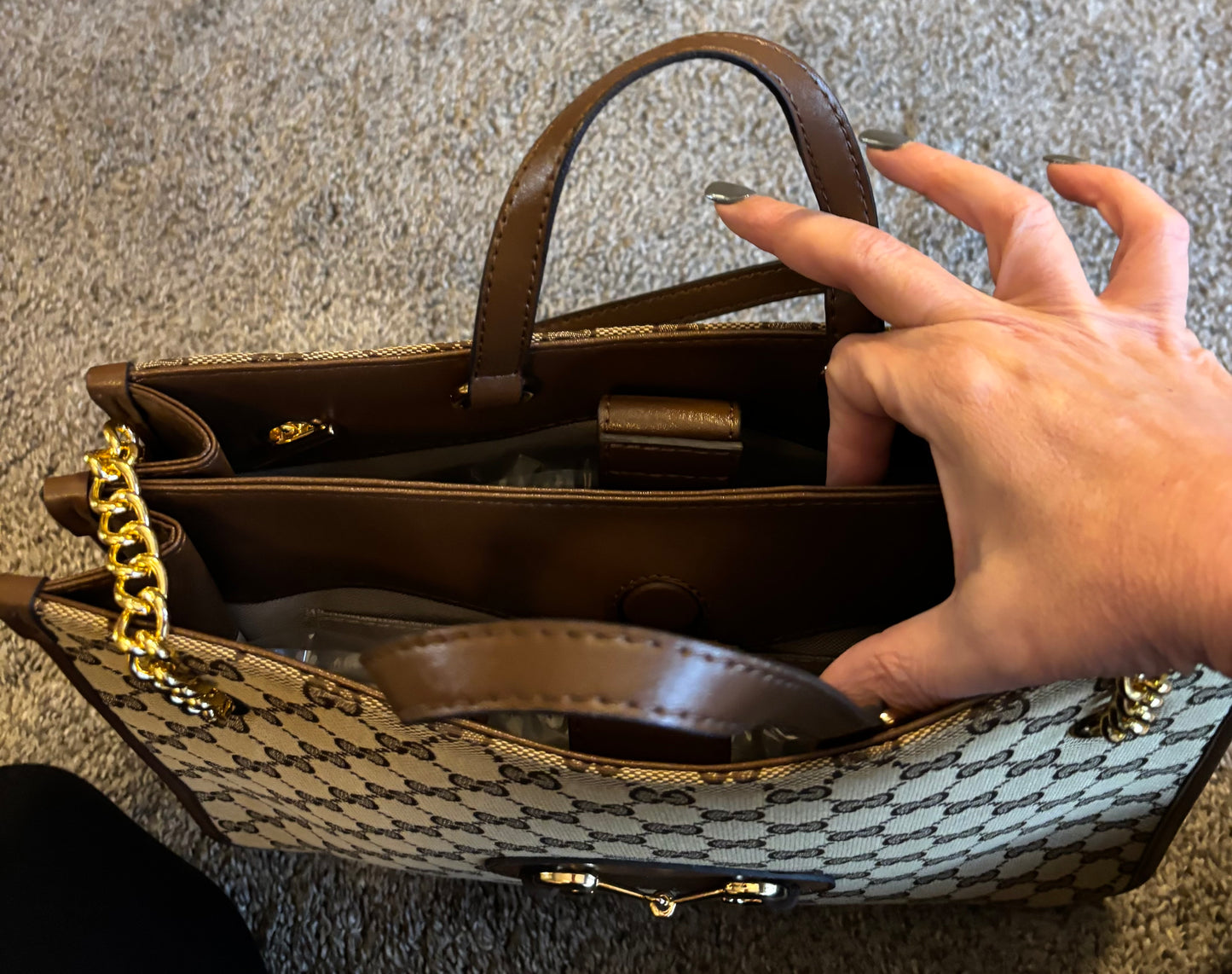 Gucci Large Brown Mono Shoulder Bag 2332