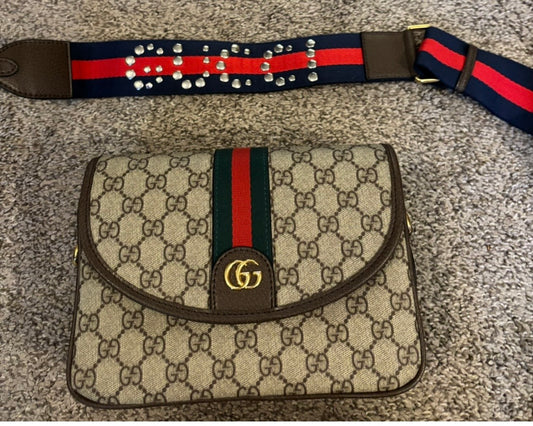 Gucci Mono Flap Shoulder/Crossbody Stud Strap 2335