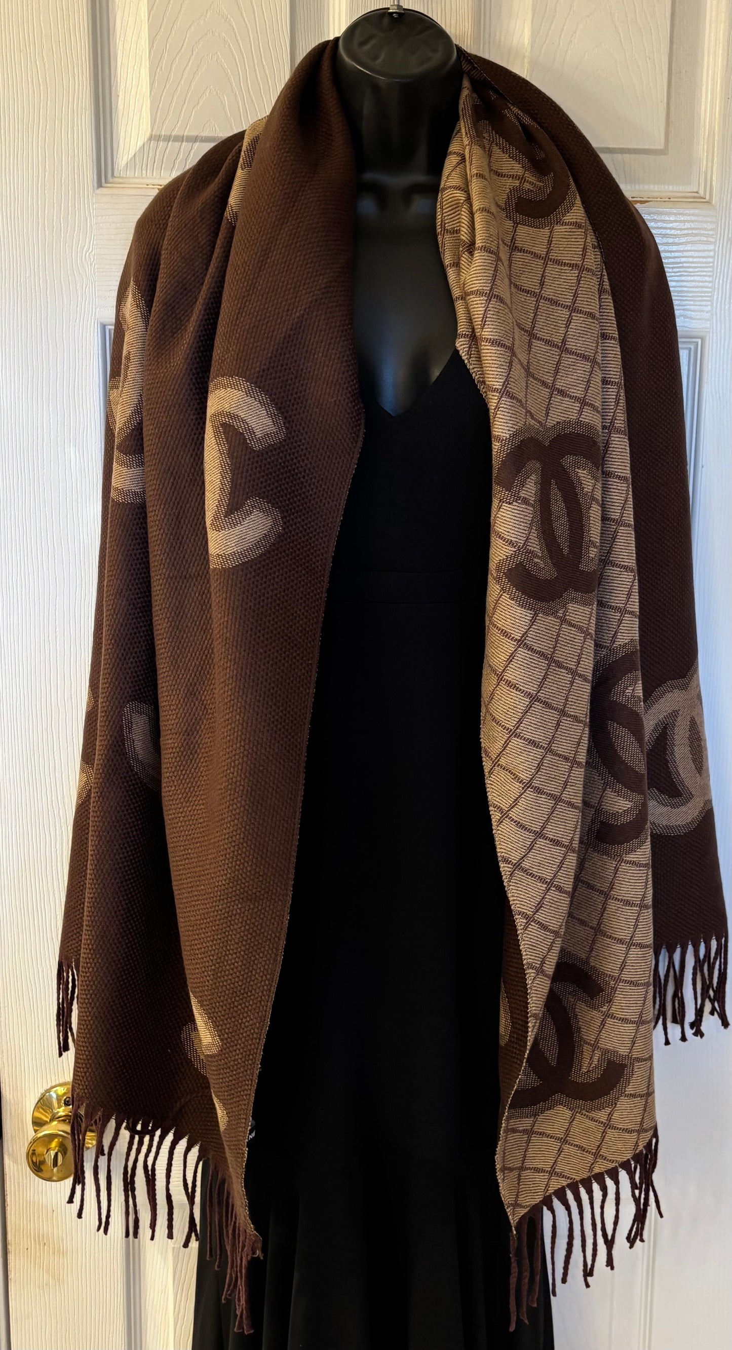 Chanel Brown Scarf 72" Long