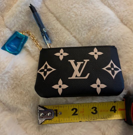 LV Black/Cream Zippered Key Pouch