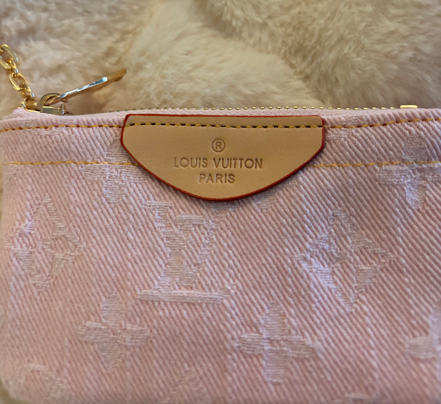 LV Pink Denim Key Pouch 2340