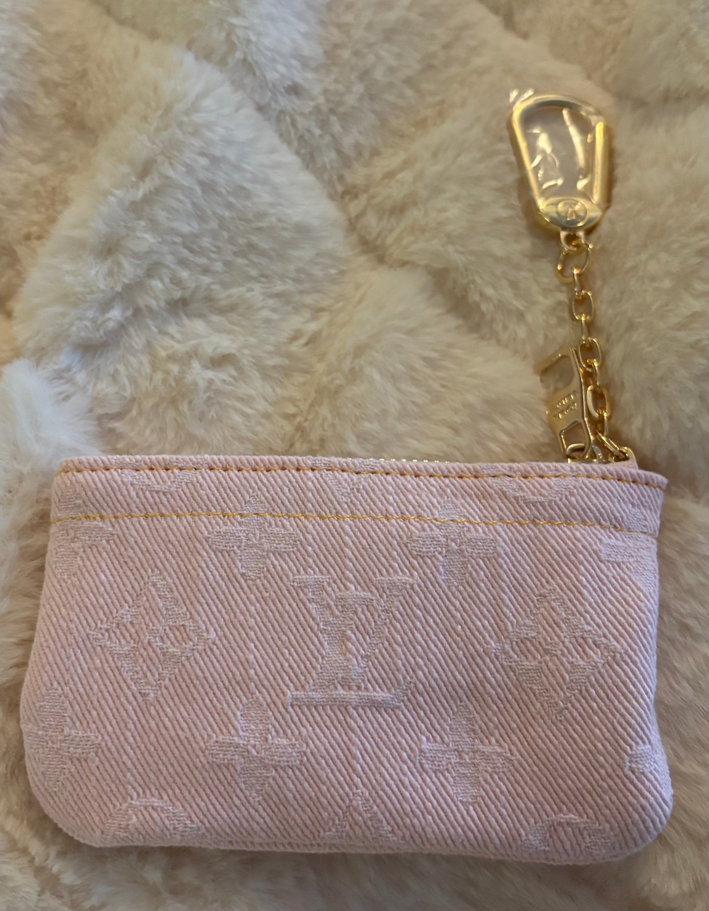 LV Pink Denim Key Pouch 2340
