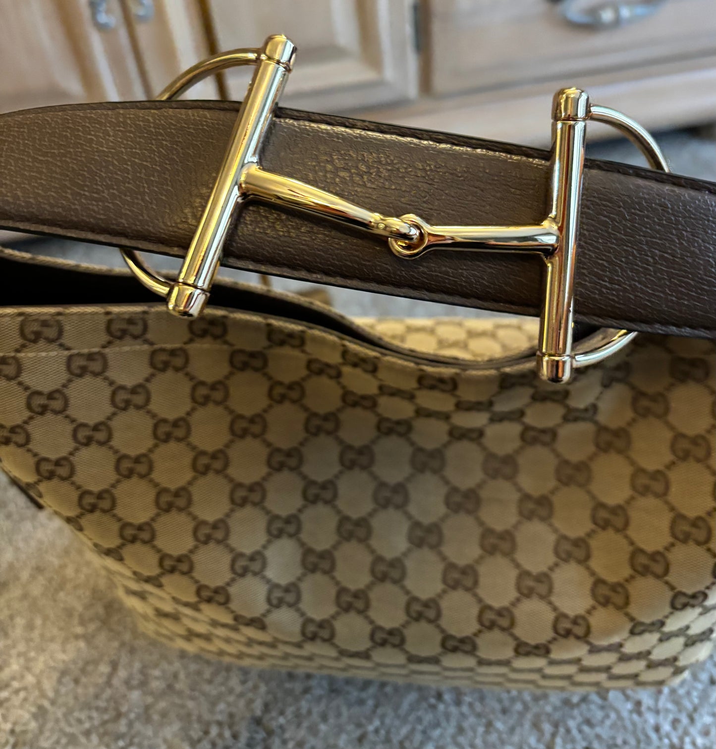 Gucci Brown Mono Shoulder Bag Large 2341