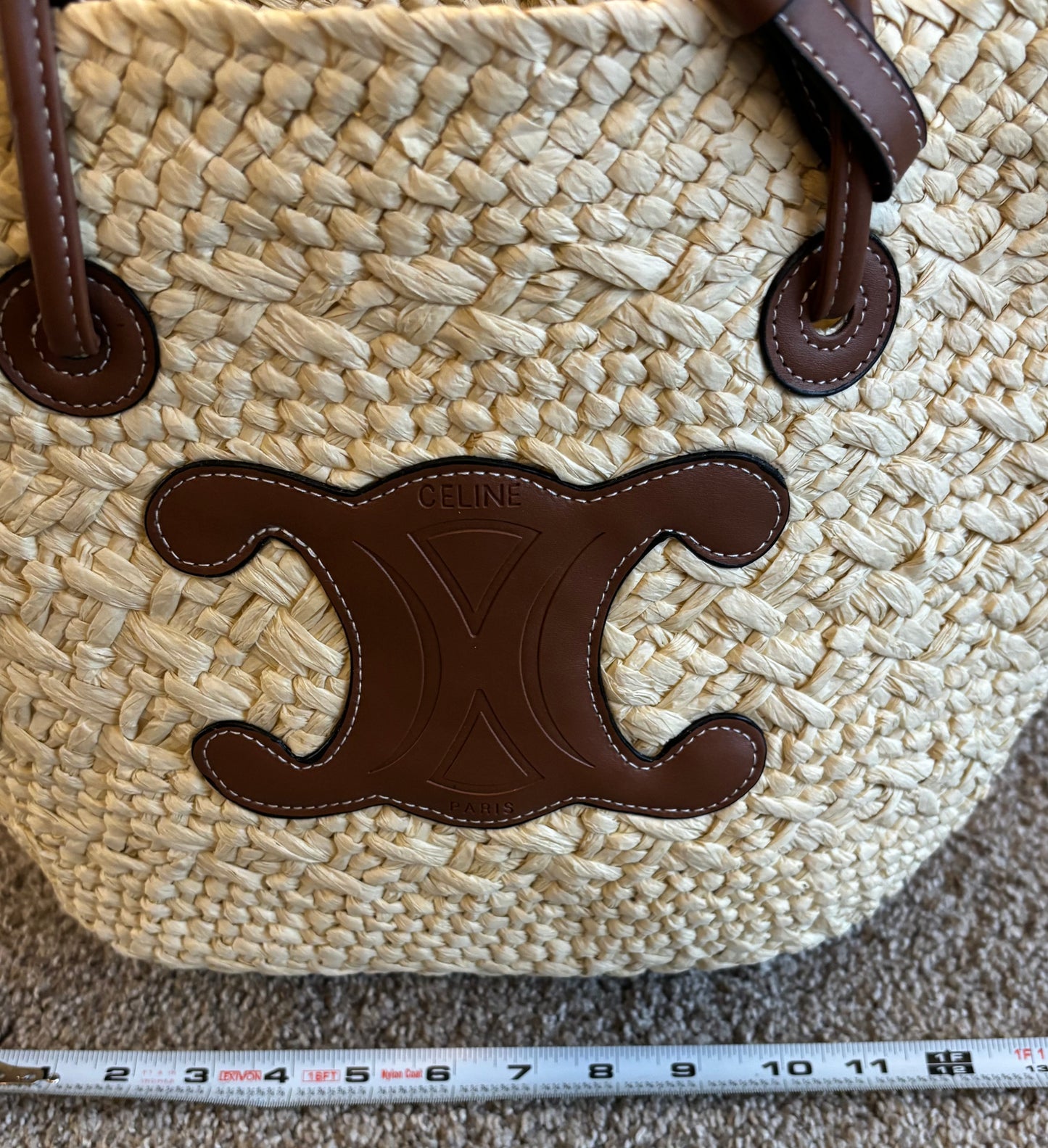 Celine Small Straw Pool Bag Leather Straps 2343