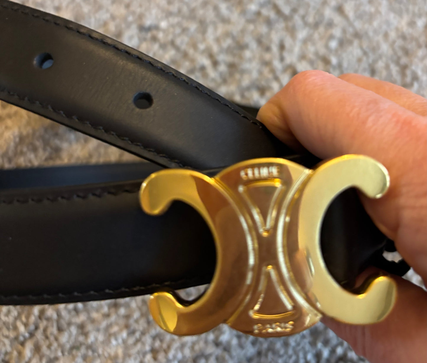 Celine Black Belt with Gold Hardware fits 30-32" best 2345