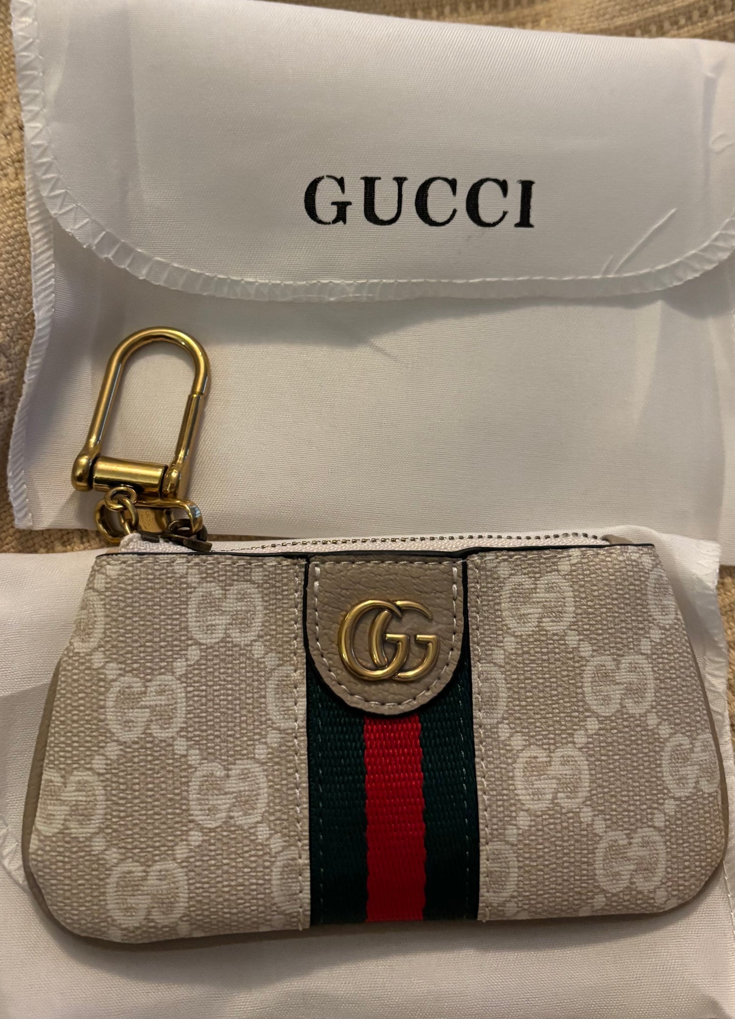 Gucci Light Tan Zippered Key Pouch 2354