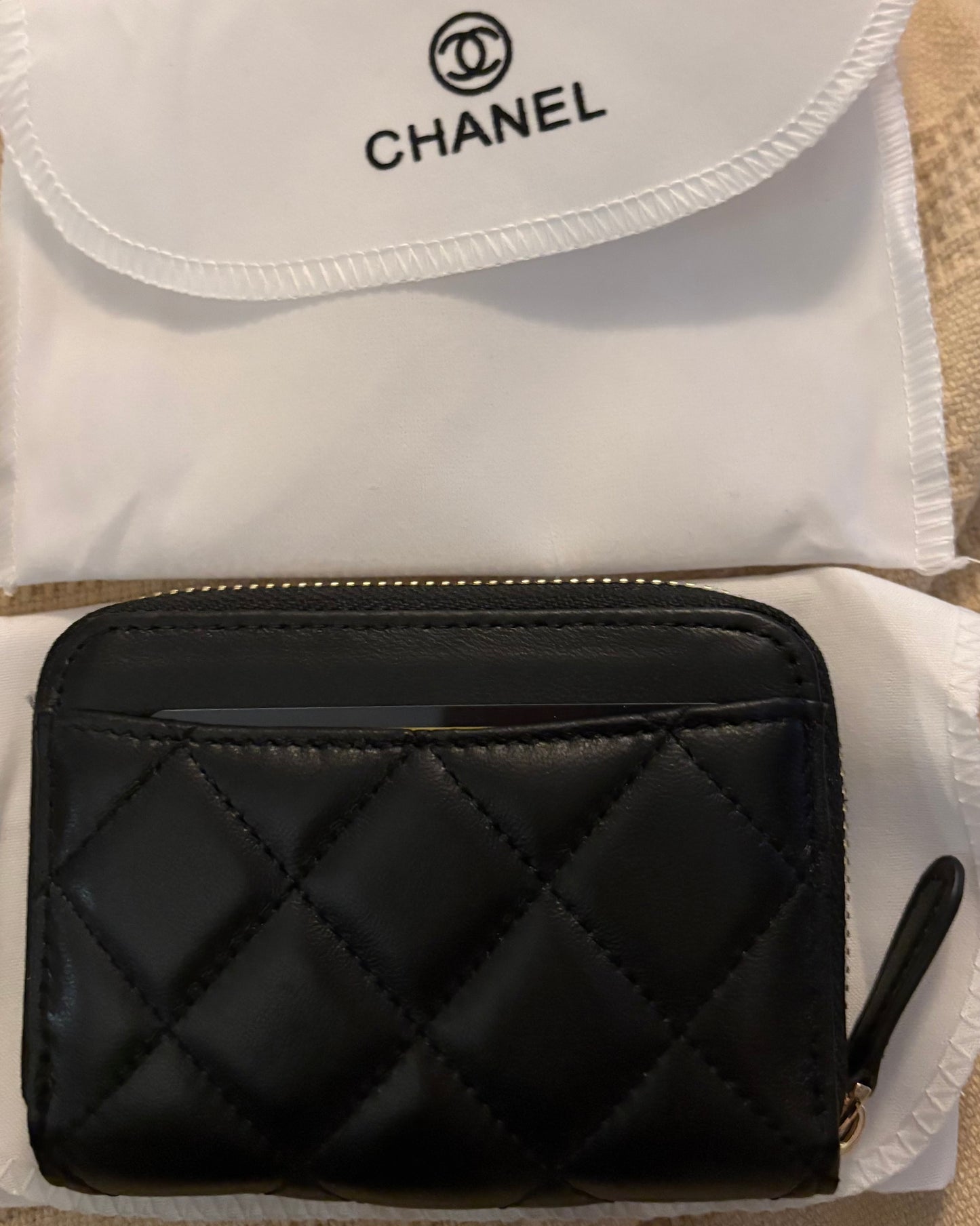 Chanel Zippered Wallet Black