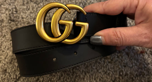 Gucci Black Belt Gold G size 31-33"