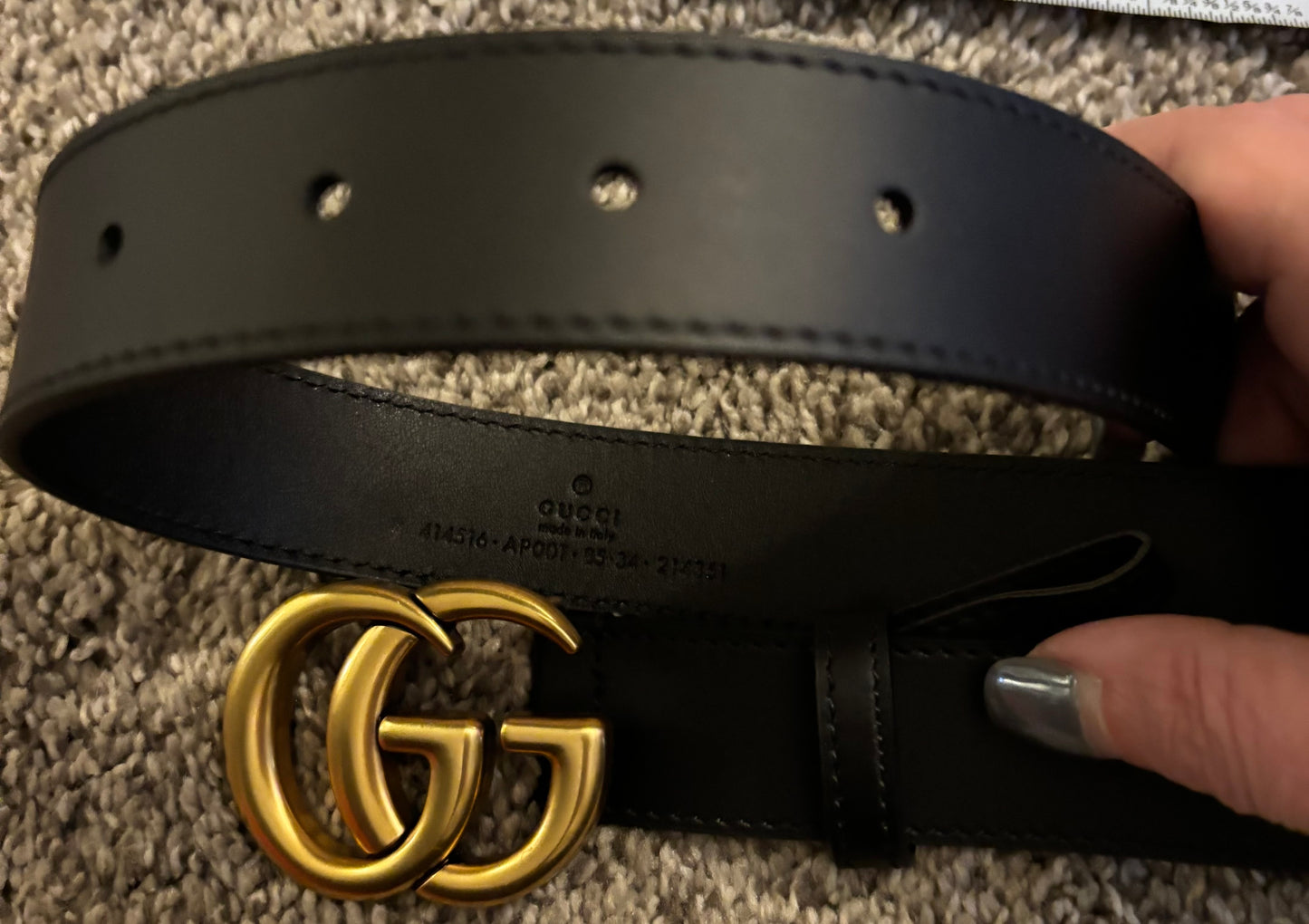 Gucci Black Belt Gold G size 31-33"