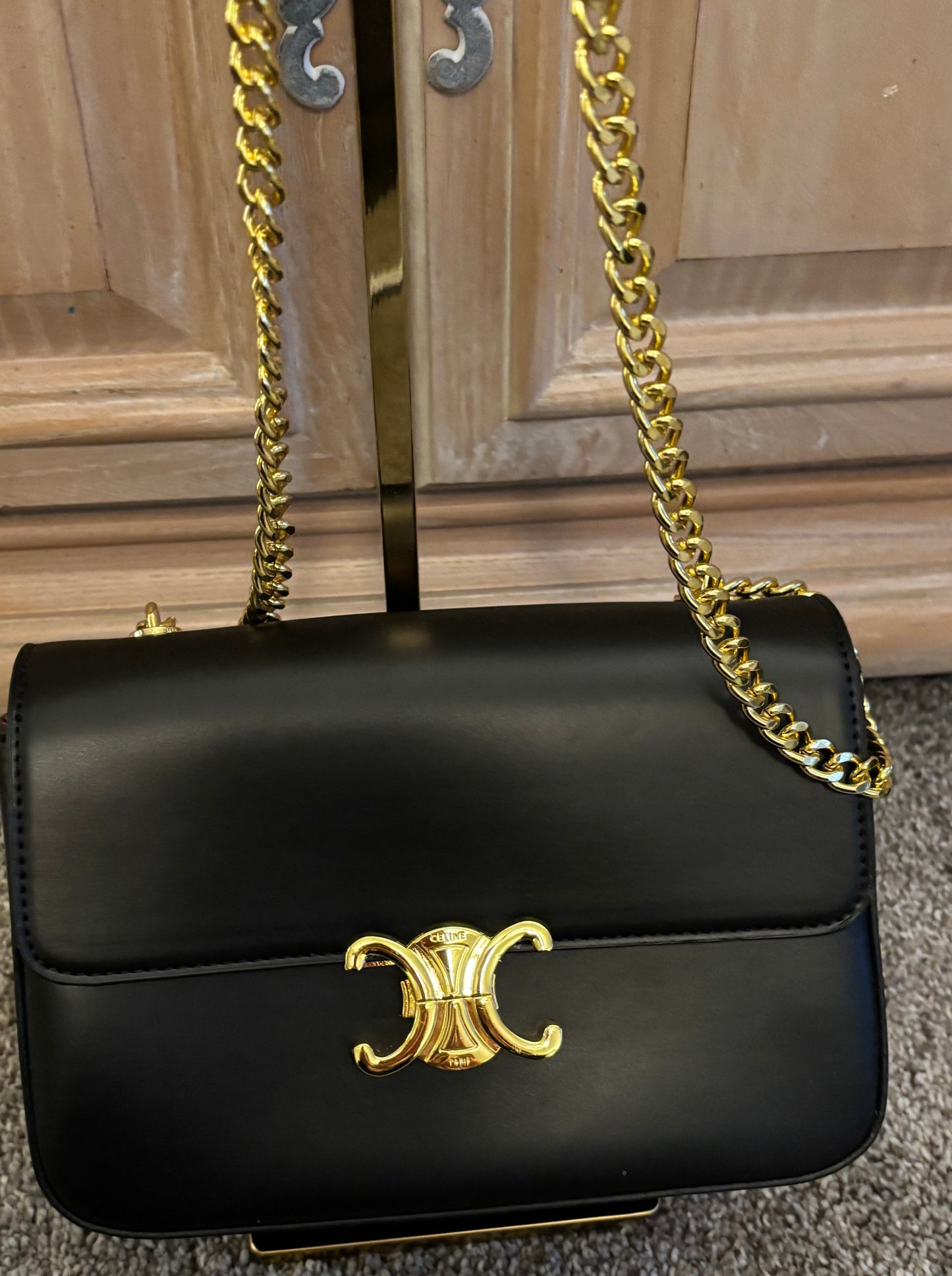 Celine Black Leather Gold Hardware 2418