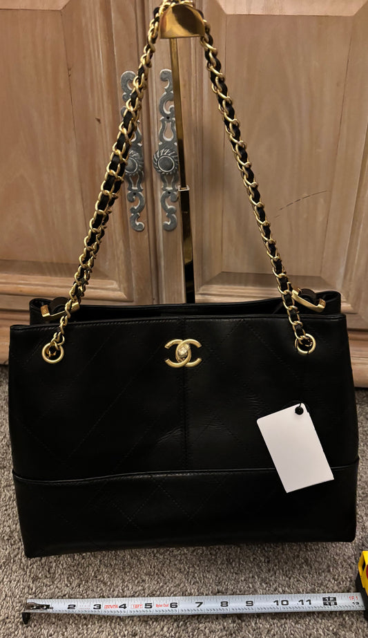 Chanel Large Black Leather Gold Hardware 2381