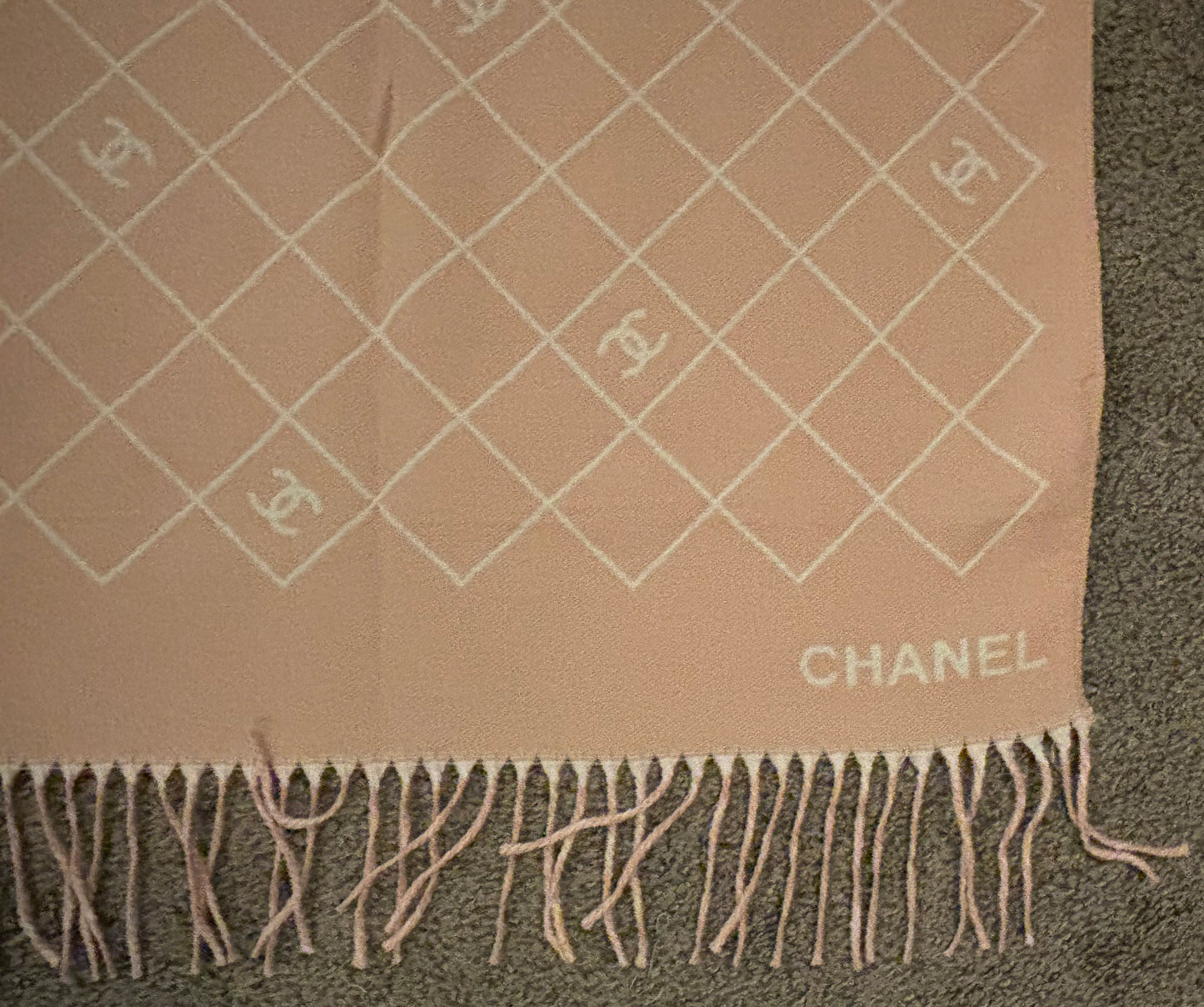 Chanel Pink/White Cashmere and Silk Scarf 2366