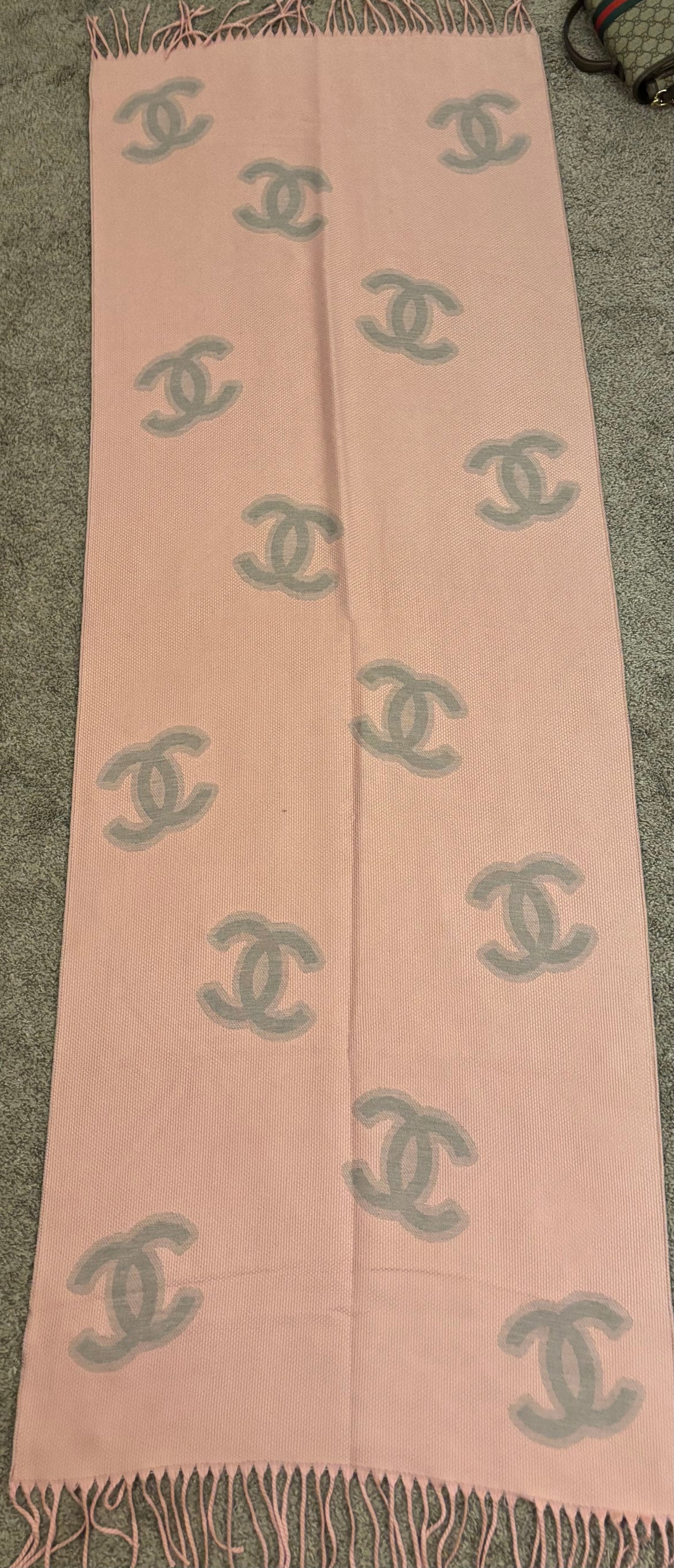 Chanel Pink/Grey Cashmere/Silk Scarf 2367