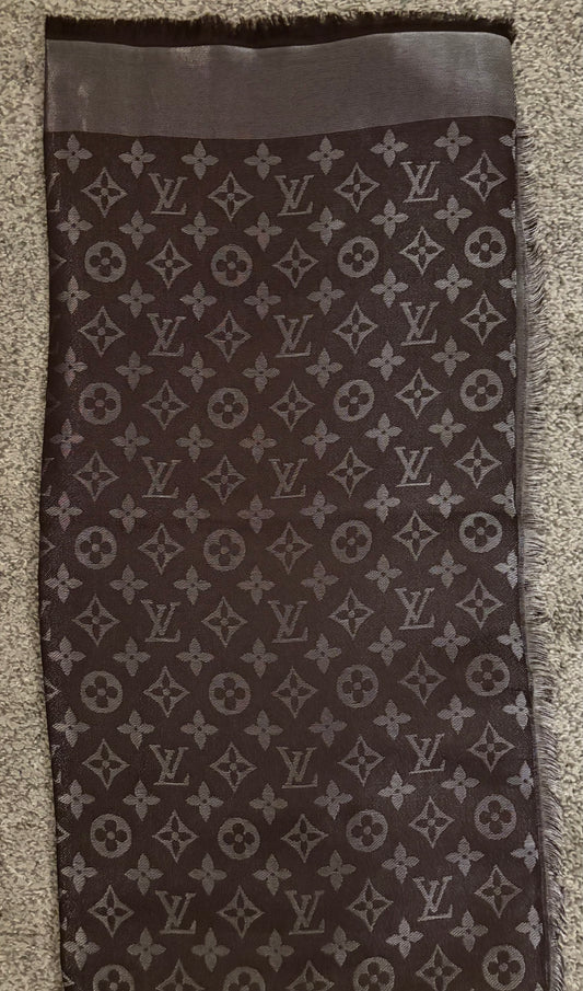 LV Shine Silk Shawl Black/Silver