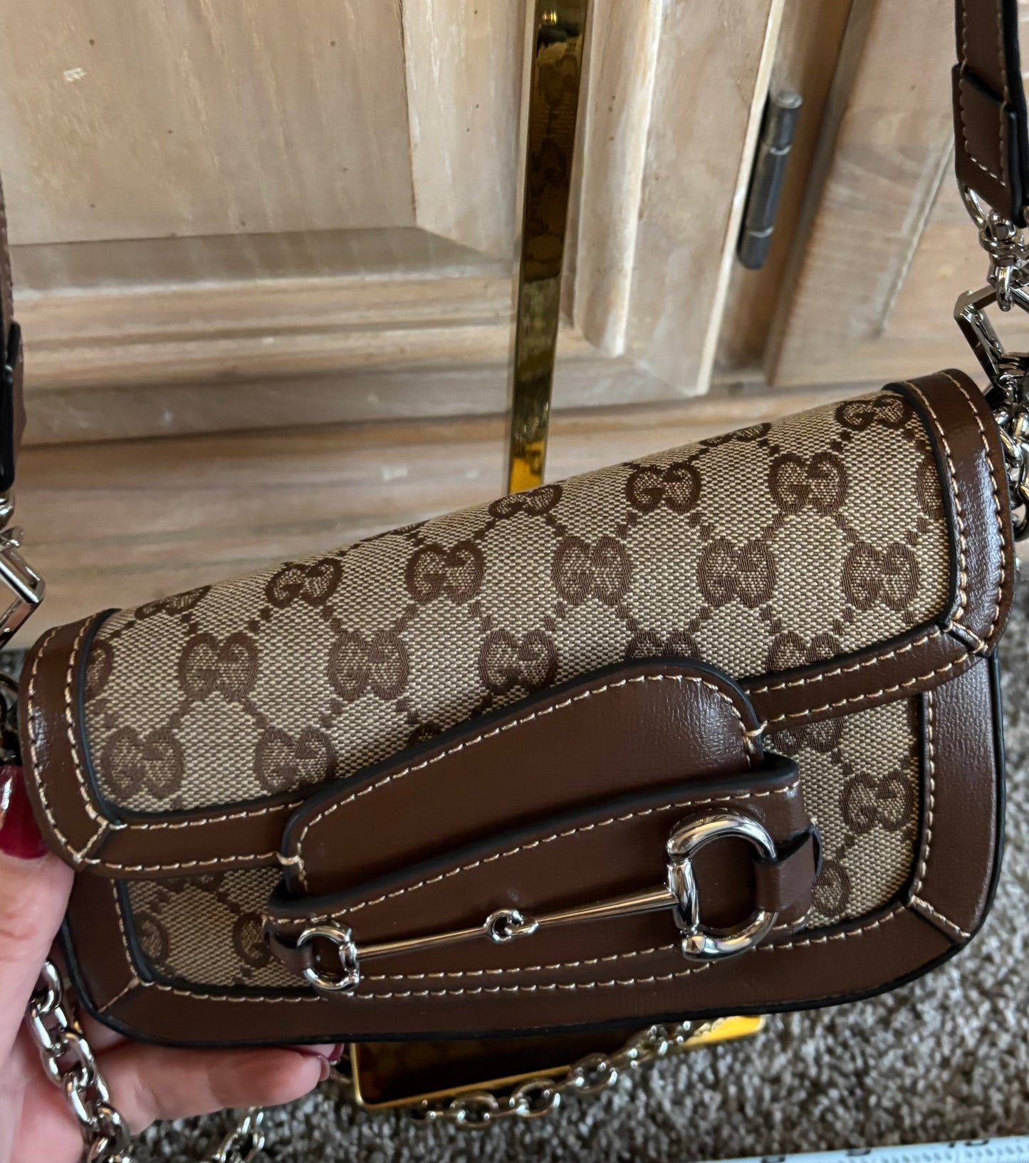 Gucci Mono Horse bit Shoulder Bag