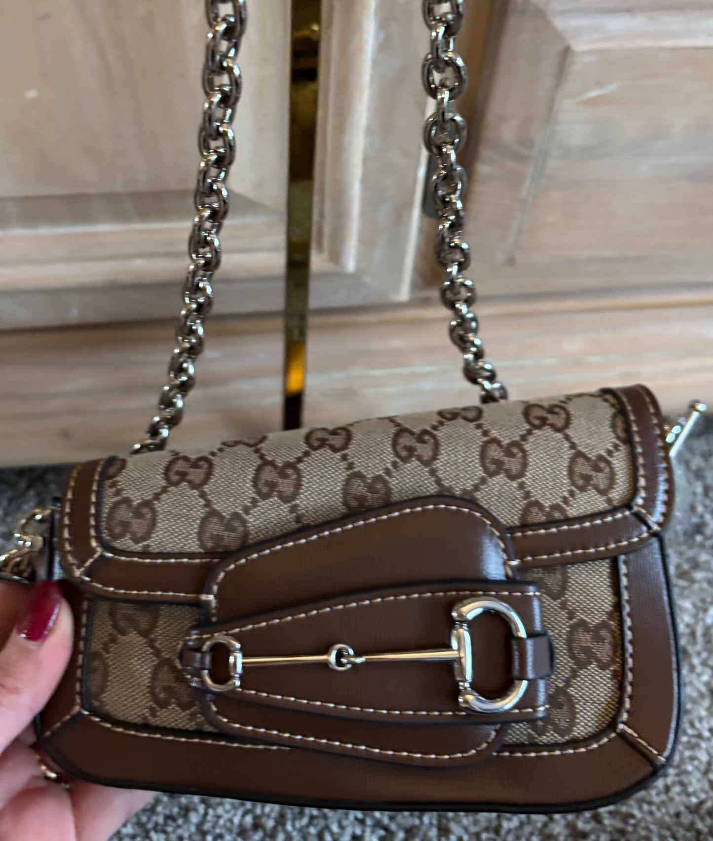 Gucci Mono Horse bit Shoulder Bag