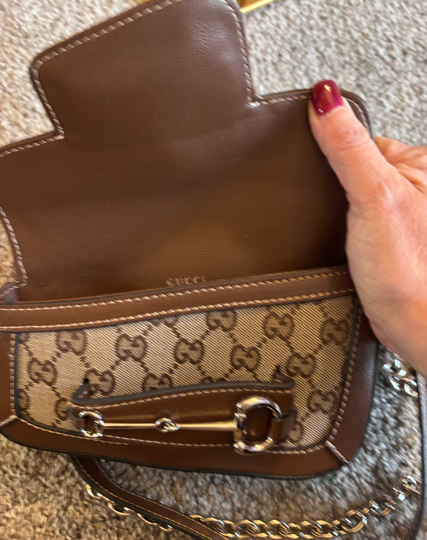 Gucci Mono Horse bit Shoulder Bag