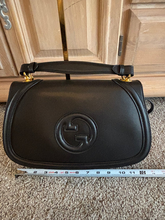 Gucci Black Leather Handle Crossbody bag 2382