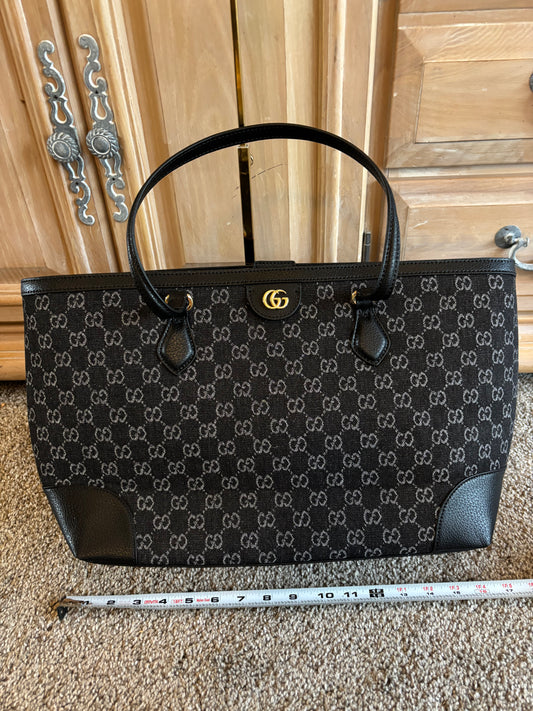 Gucci Ophidia Black Denim tote Shoulder Bag