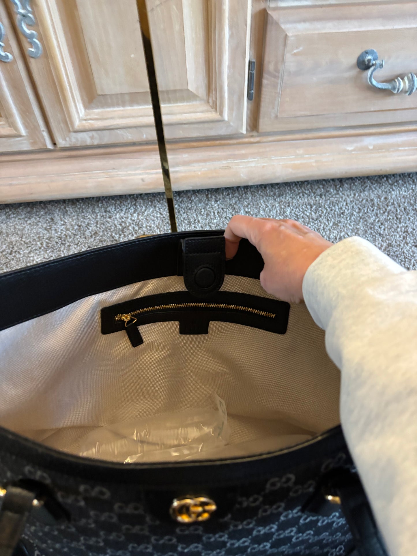 Gucci Ophidia Black Denim tote Shoulder Bag