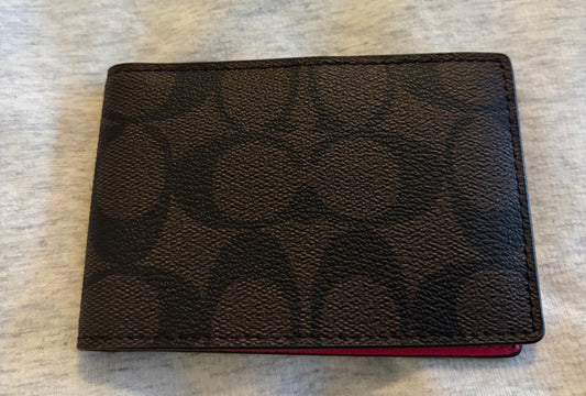 Coach Brown Wallet Hot pink Interior 2380