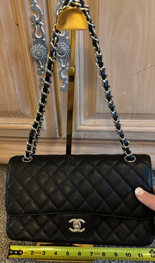 Chanel Black Quilted Leather Shoulder/Handbag Silver Hardware 2392