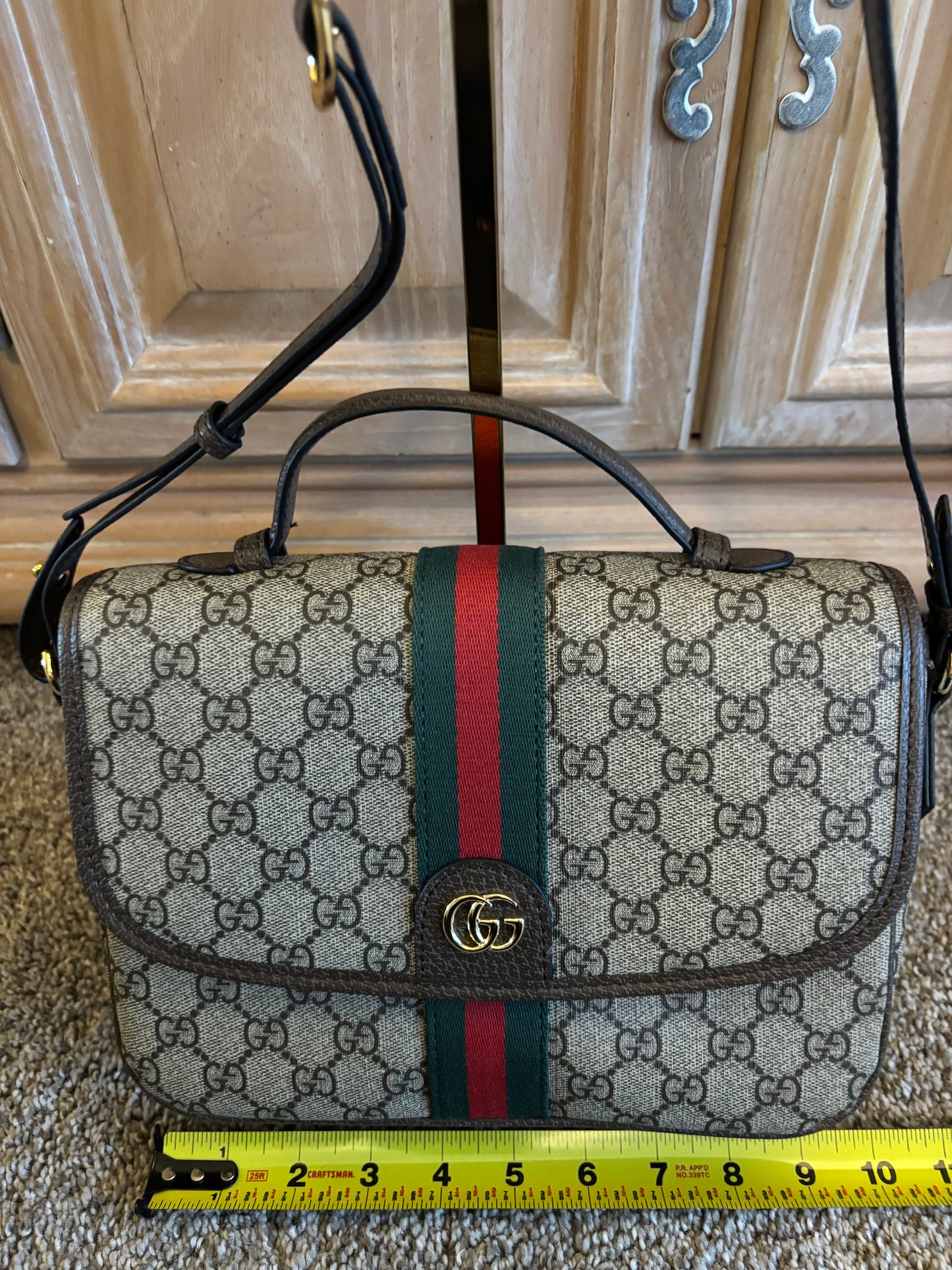 Gucci Mono Flap Shoulder/Crossbody Stud Strap 2335