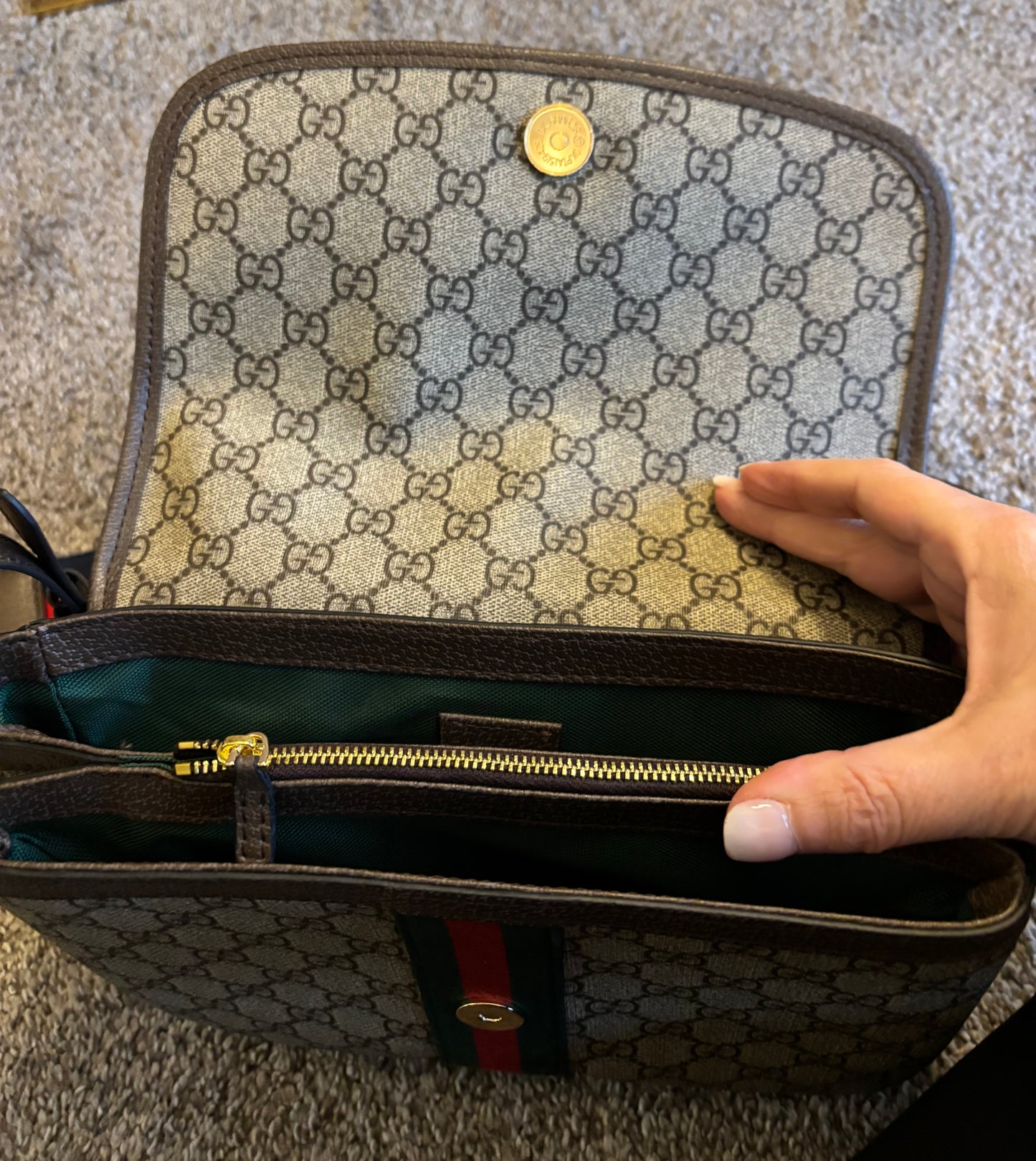 Gucci Mono Flap Shoulder/Crossbody Stud Strap 2335