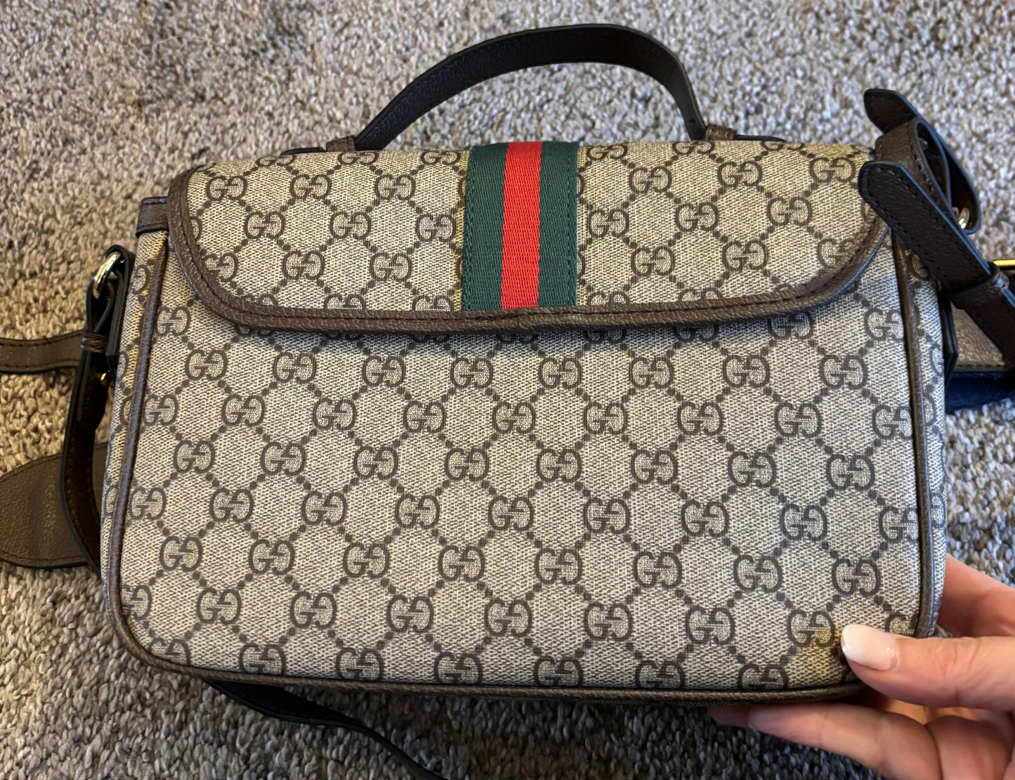 Gucci Mono Flap Shoulder/Crossbody Stud Strap 2335